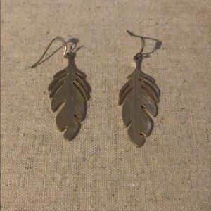 Anthropologie gold feather earrings